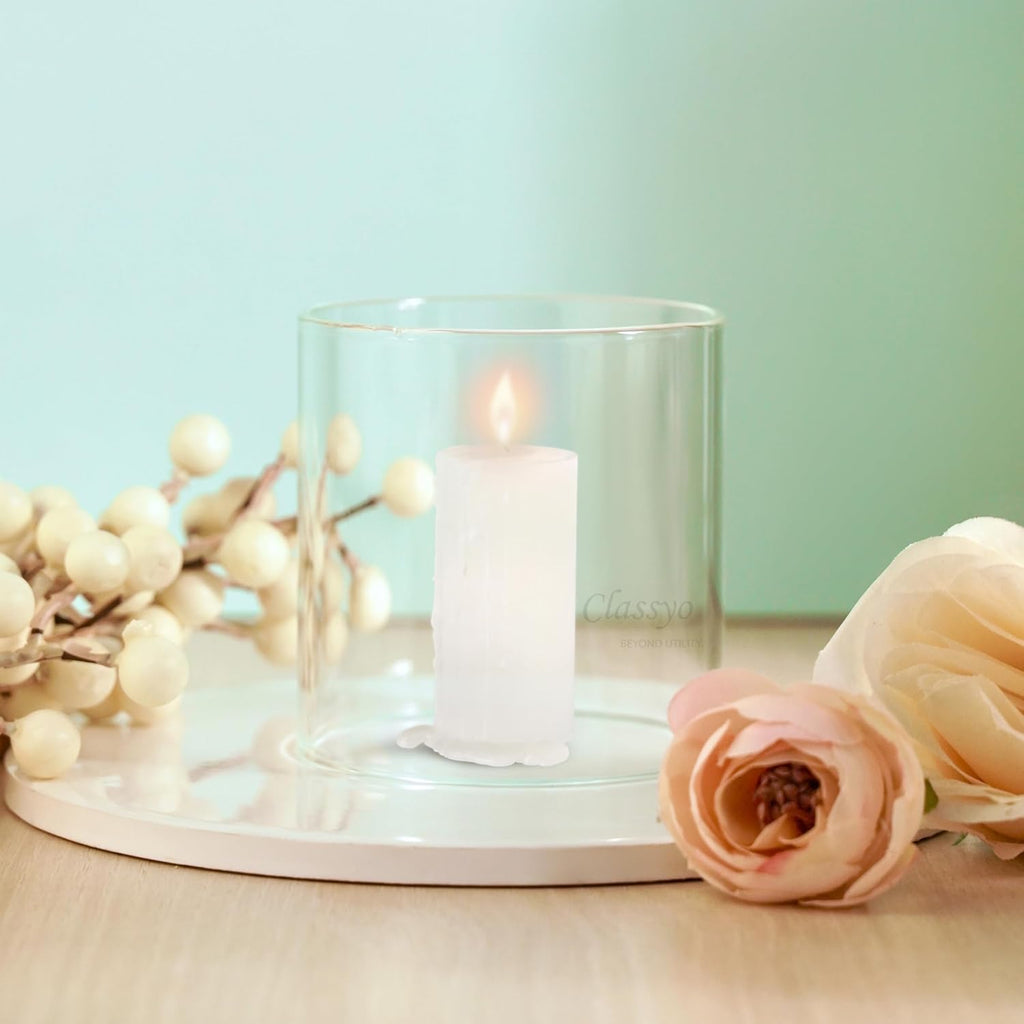 Classyo Diya Cover Only Without Diya, Borosilicate Glass Cover for Diya- Diya Glass Cover Only- Diya with Glass Cover (2.5 in x 3 in, Small Size)