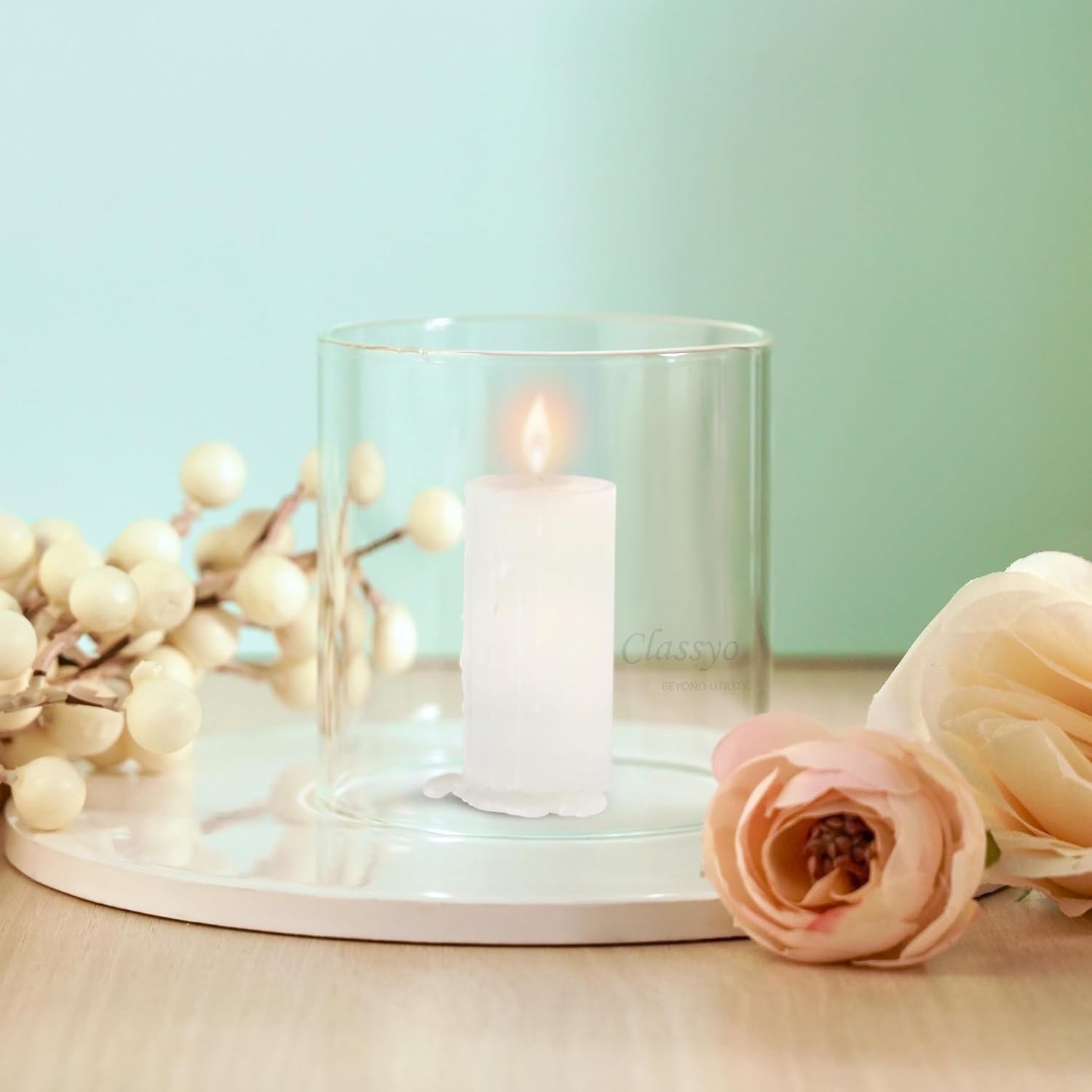 Classyo Diya Cover Only Without Diya, Borosilicate Glass Cover for Diya- Diya Glass Cover Only- Diya with Glass Cover (2.5 in x 3 in, Small Size)