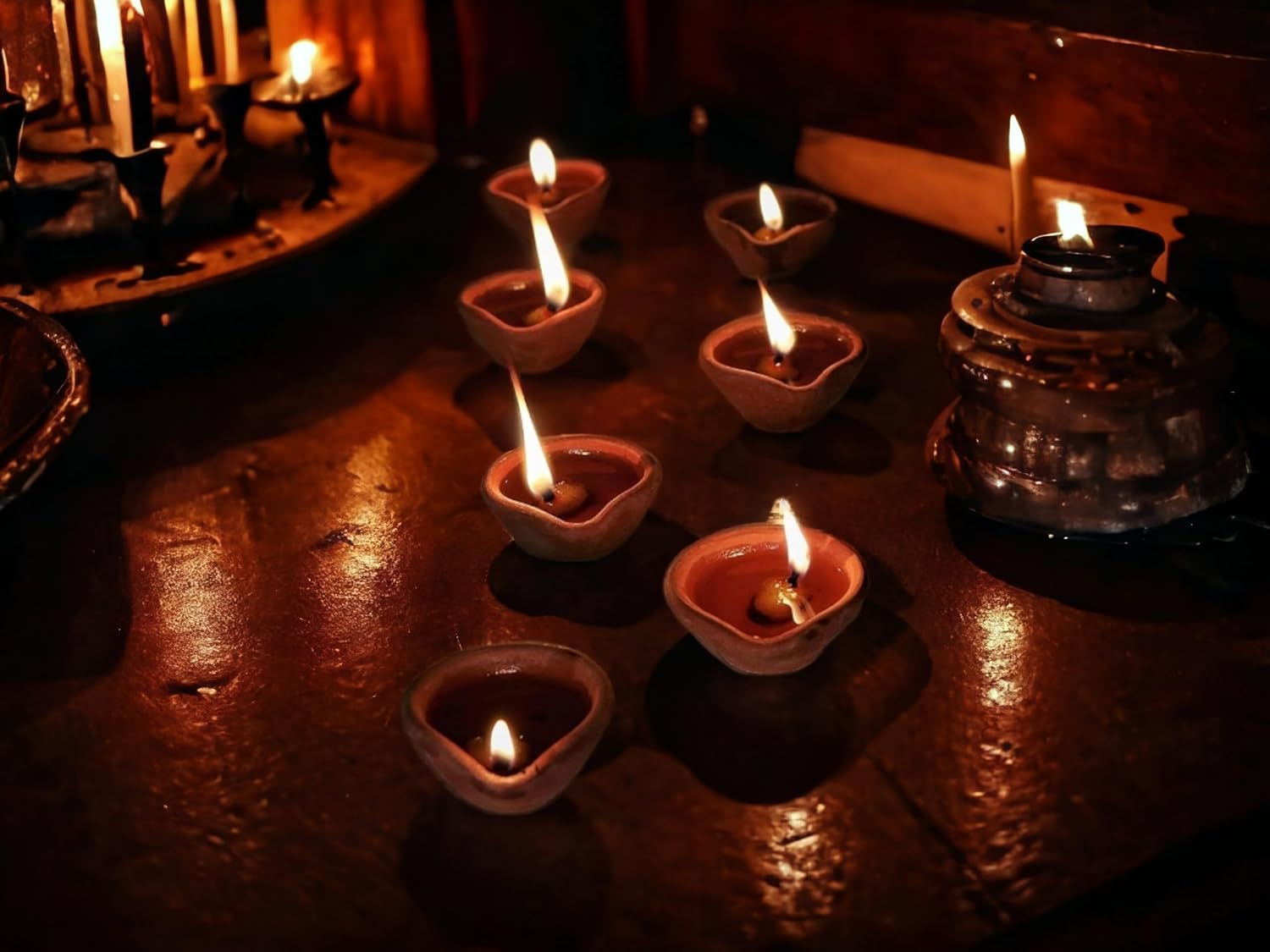 Saudeep India Handmade Diwali Diya | Terracotta/Clay Diya For Puja | Mitti Diya For Diwali Pooja Decoration (Pack of 11)