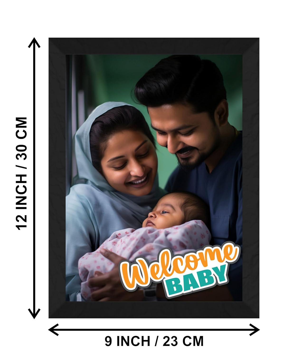 SAF photo frame Welcome Baby Customized Black Frame Photo Frame For home And wall décor,Living Room And Bedroom||Personalized Photo Frame Couple,Family,and Friends 30 cm x 23 cm PF-B-09