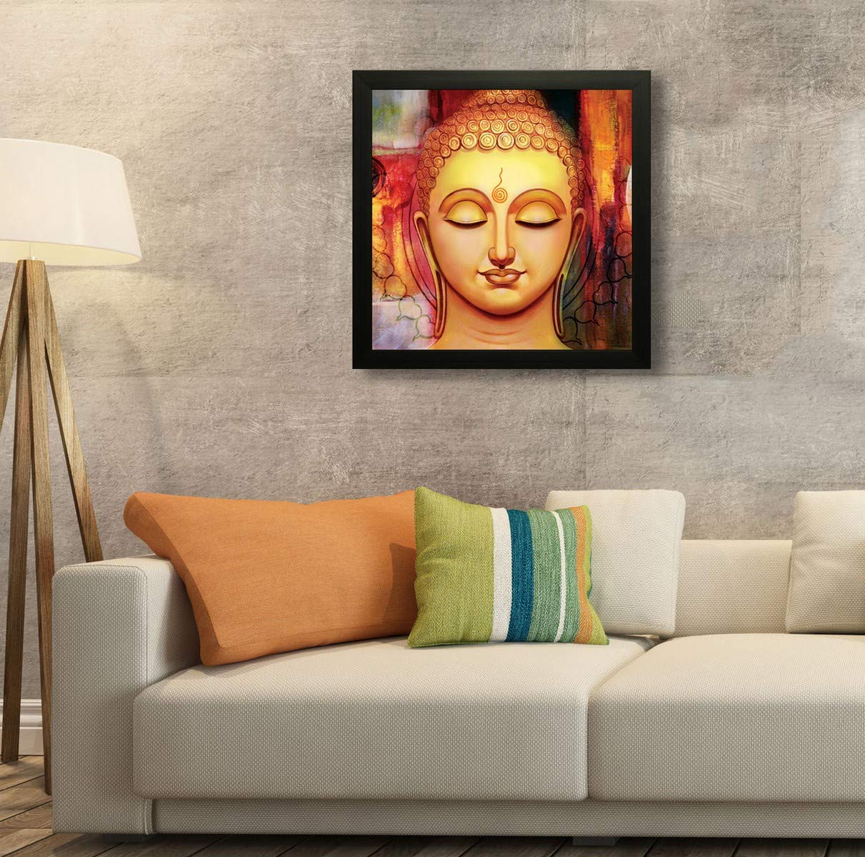 SAF paintings 'Buddha Religious' Painting (Synthetic, 12 Inch X 12 Inch, Sa-1000012)(Multicolour)