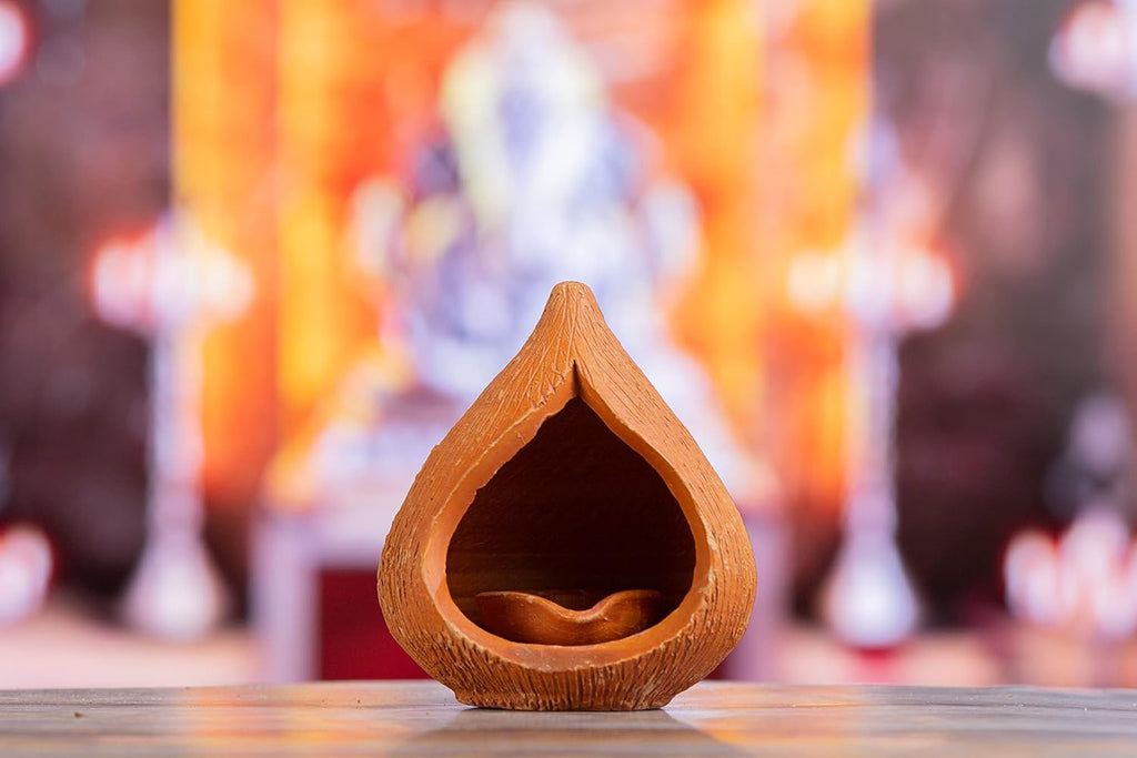 Karru Krafft Handcrafted Terracotta Akhand Narkel Diya for Pooja Decor, Festive Decor, Diwali Decor, Home Décor, Home Lighting, Decorative Diya, Decorative Lamp, Mitti Diya, Lanterns, Festive Gifting