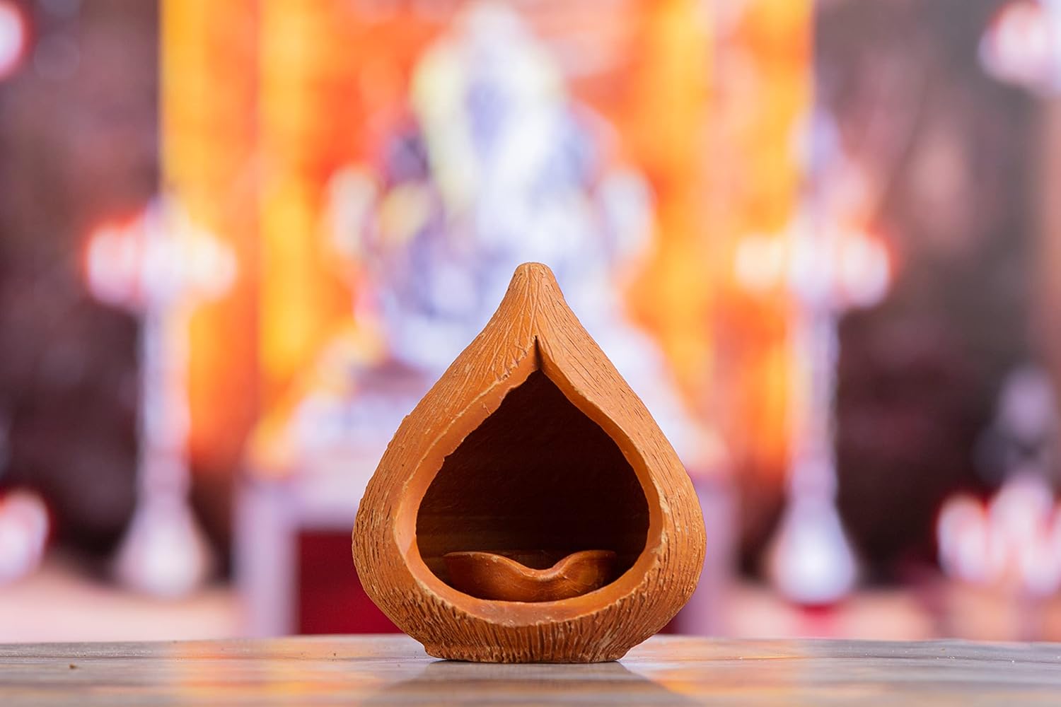 Karru Krafft Handcrafted Terracotta Akhand Narkel Diya for Pooja Decor, Festive Decor, Diwali Decor, Home Décor, Home Lighting, Decorative Diya, Decorative Lamp, Mitti Diya, Lanterns, Festive Gifting