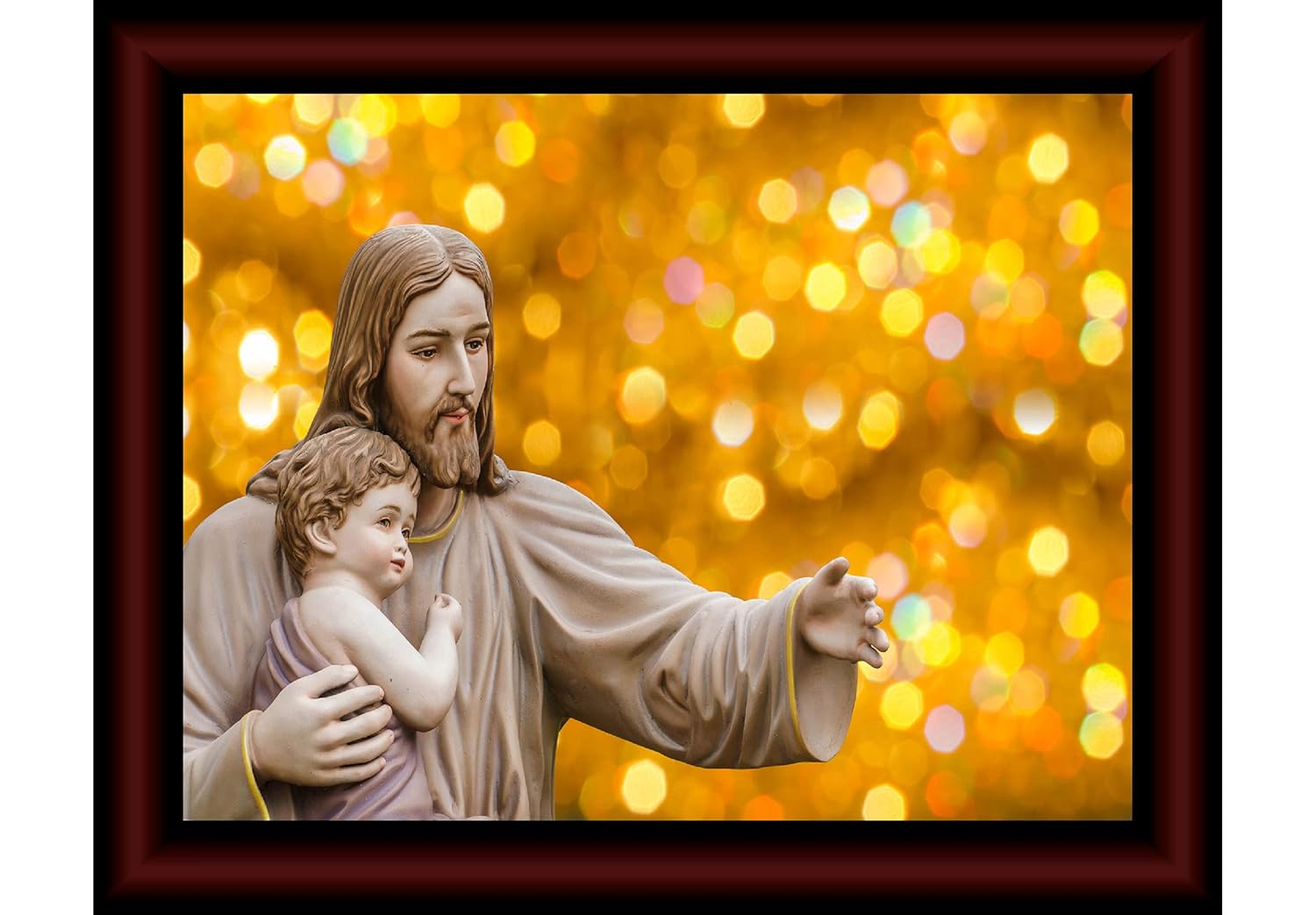 SAF paintings Lord Jesus Sparkle Coated Digital Reprint Painting (13.25 inch x 9.25 inch) SANFR8725
