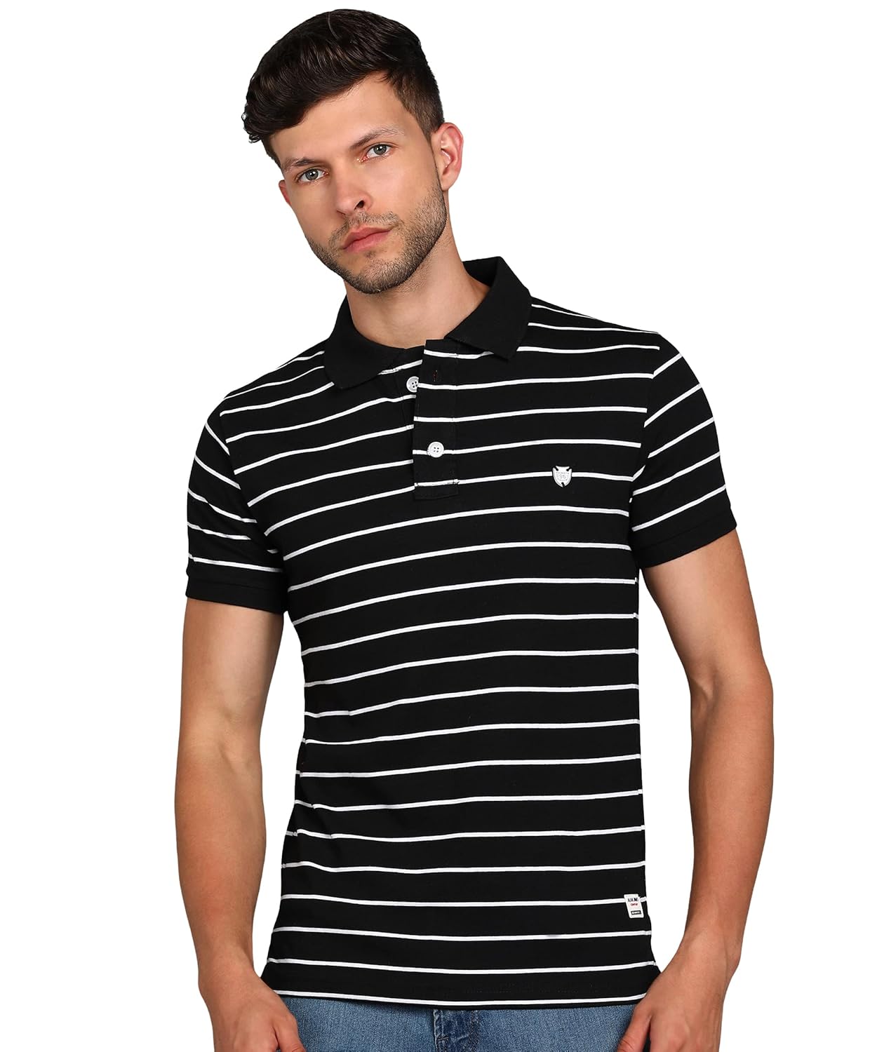 Alan Jones Clothing Men's Striped Cotton Regular Fit Polo T-Shirt-1