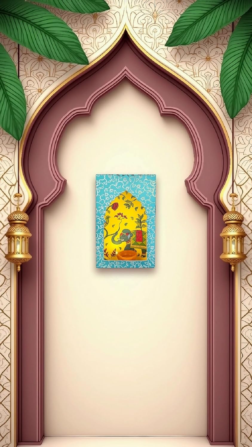 TOTA Jharokha Decorative Wall Hanging - Set of 6 +1 DIY Traditional Frames + 7 Water Sensitive LED Diyas for Diwali Decoration |Home Décor |Mandir Office and Pooja Room (Diwali Theme)