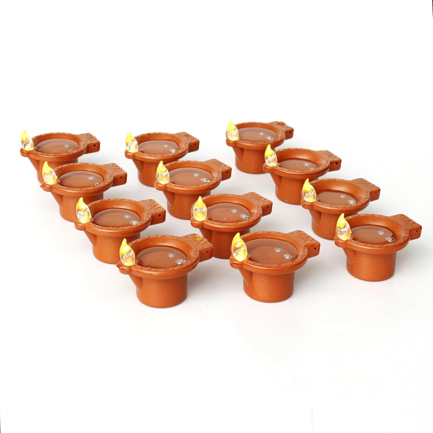 Decovaa Water Sensor Electric Diyas Candle Eco-Friendly Water Sensor Diya for Diwali Decoration, Festival, Pooja, Bolcony, Rangoli and Home Decoration (Pack of 12)
