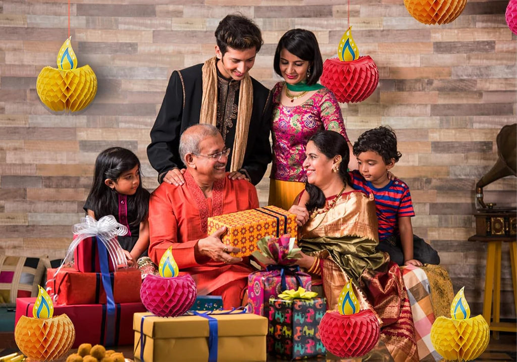 Rozi Decoration Happy Diwali Diya Honeycomb Decoration Items for Home, Table, Garden, Lawn, Office Decoration | Dipawali Decoration Items | Diwali Hanging Decoration Items