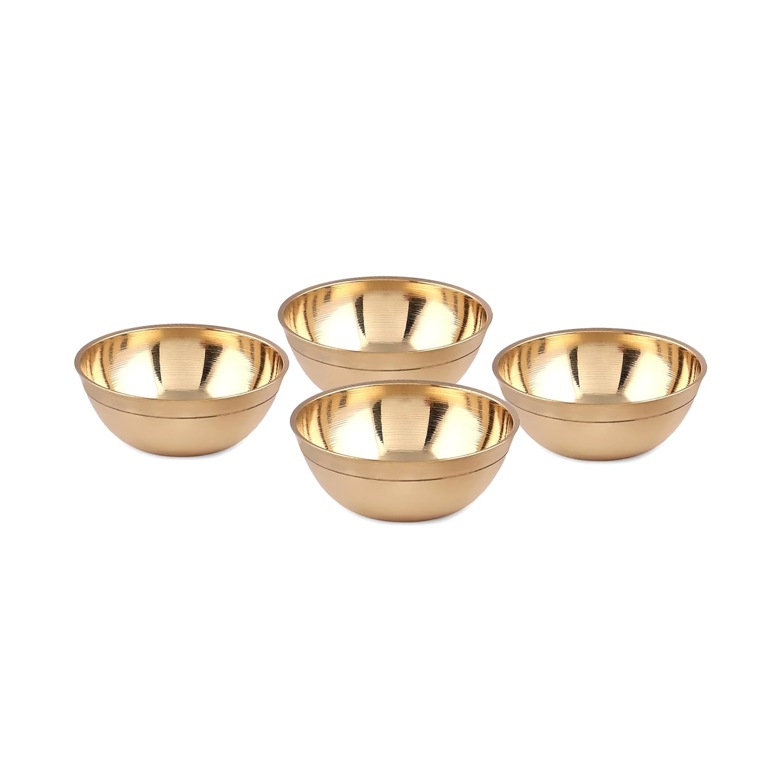 Kanshita's Rasoiware Brass Diya for Puja | Oil Lamp | Small Bowl/Katori 45 ml - Diwali Decoration Items for Home Decor 6 cm, Set of 4