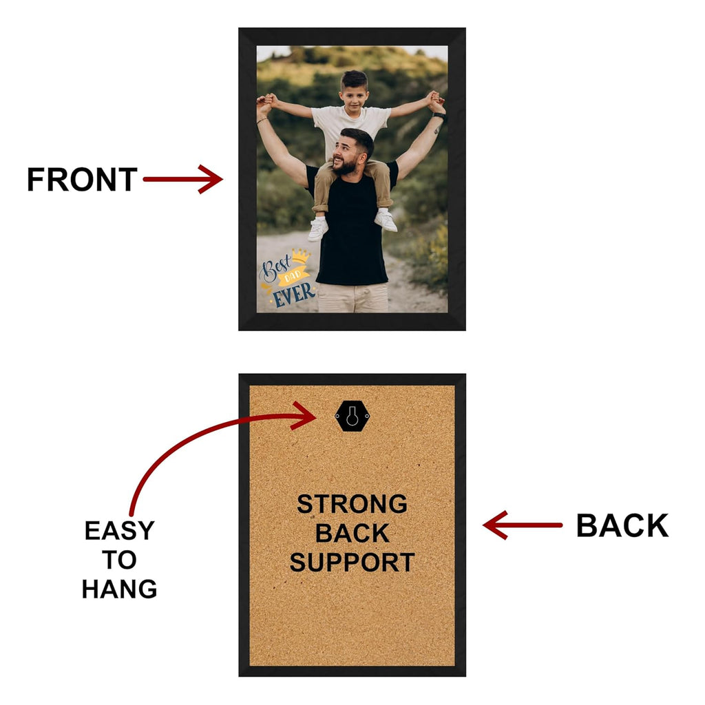 SAF photo frame Best Dad ever Customized Black Frame Photo Frame For home And wall décor,Living Room And Bedroom||Personalized Photo Frame Couple,Family,and Friends 30 cm x 23 cm PF-B-06