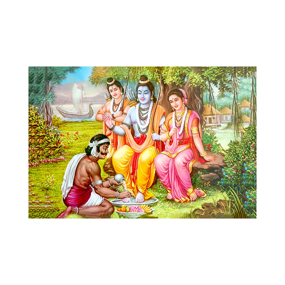 Dharvika Innovations Shree Ram Poster Big Size | Shree Ram Darbar Poster big size |Shri Ram Poster Big Size Sparkle Coated Self Adhesive Waterproof Painting Vinyl Poster Without Frame (24 x 36 inch)