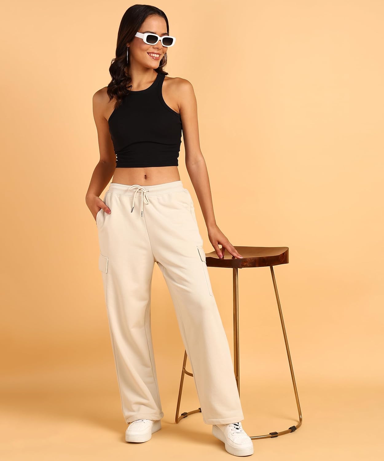 Alan Jones Clothing Solid Women's Cargo Pants with Adjustable Cuffs