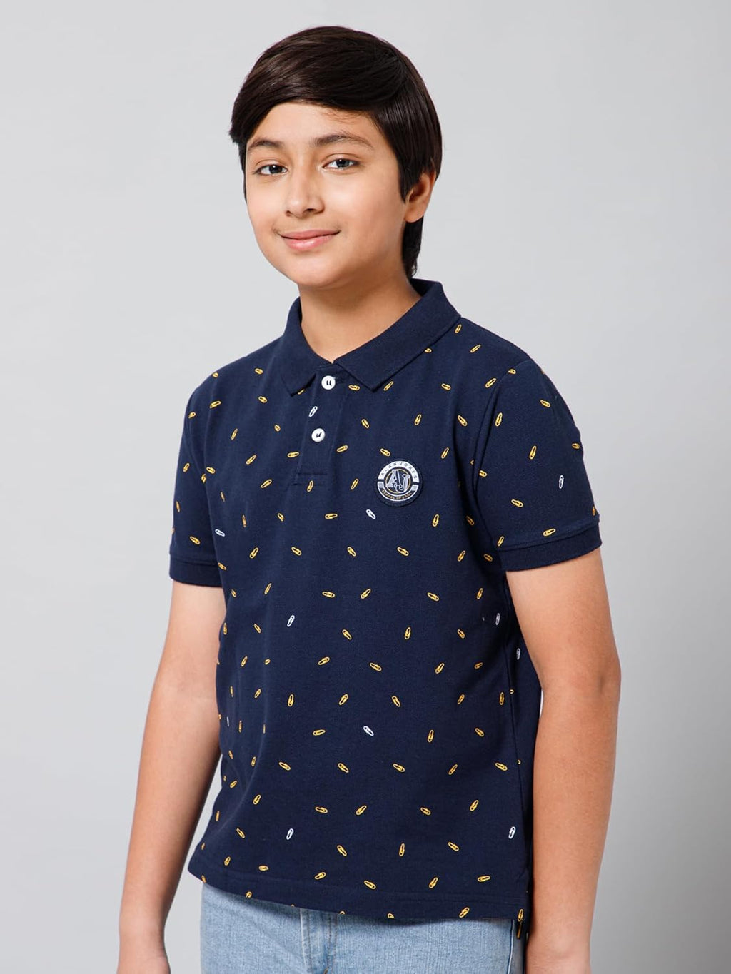 Alan Jones Clothing Boy's Printed Regular Polo Regular Fit T-Shirt-2