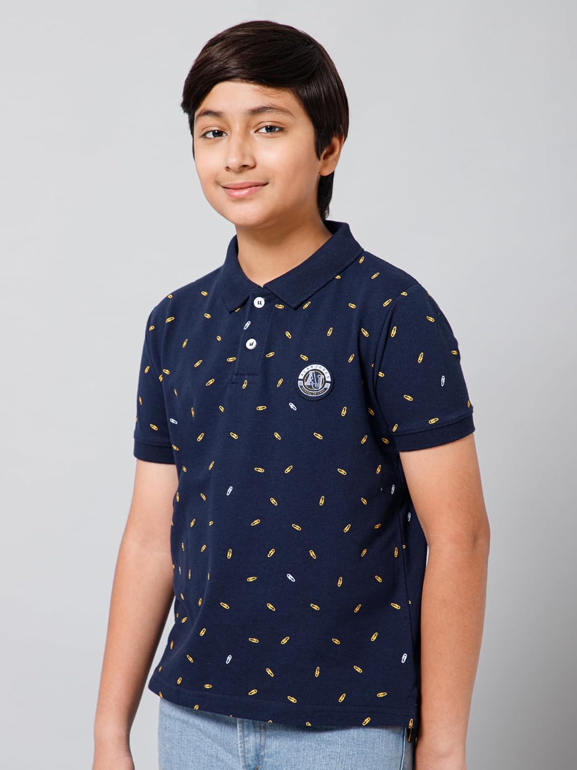 Alan Jones Clothing Boy's Printed Regular Polo Regular Fit T-Shirt-2