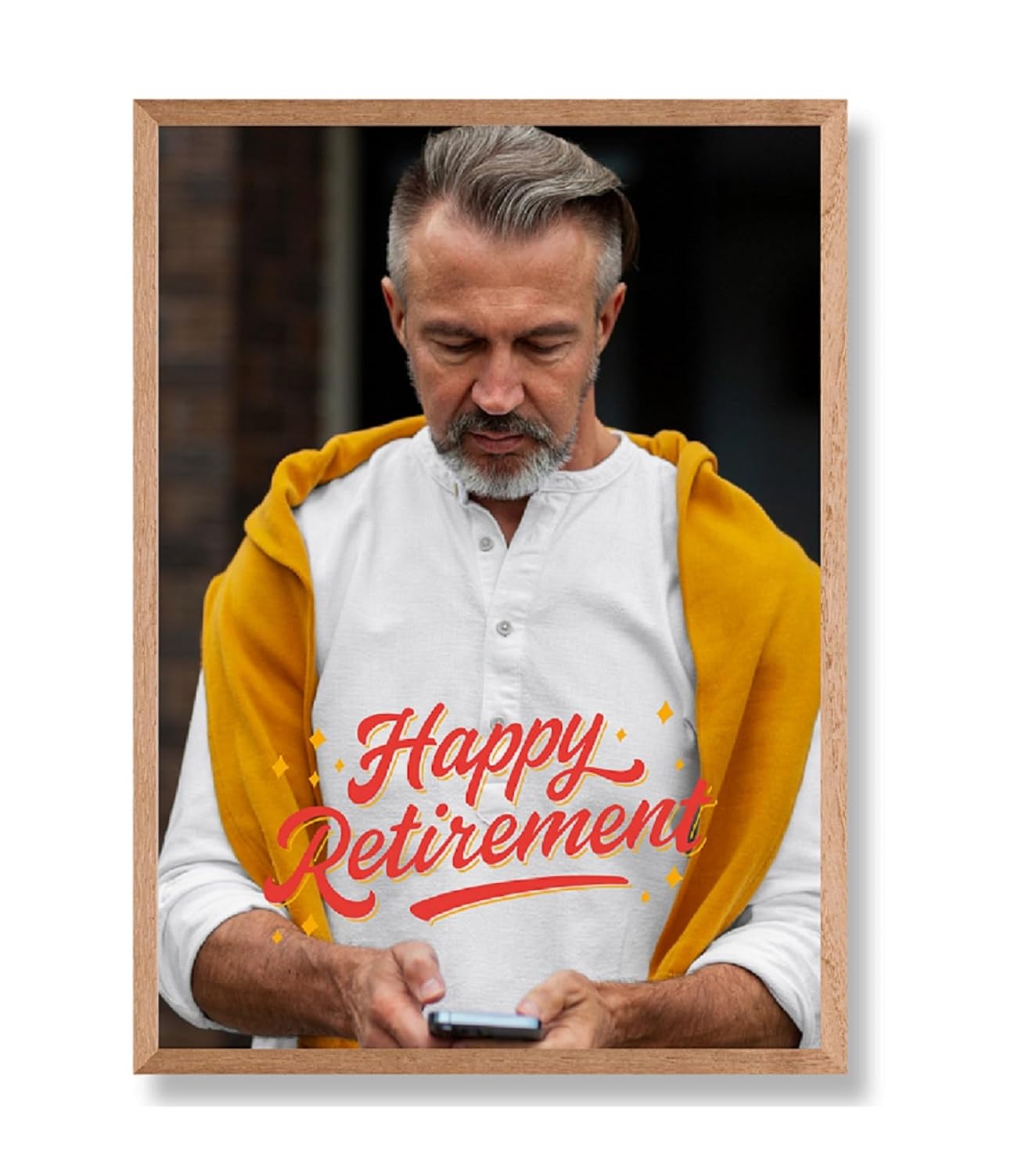 SAF photo frame Happy retirement Customized natural color Frame Photo Frame For home And wall décor,Living Room And Bedroom||Personalized Photo Frame Couple,Family,and Friends 30 cm x 23 cm PF-N-30