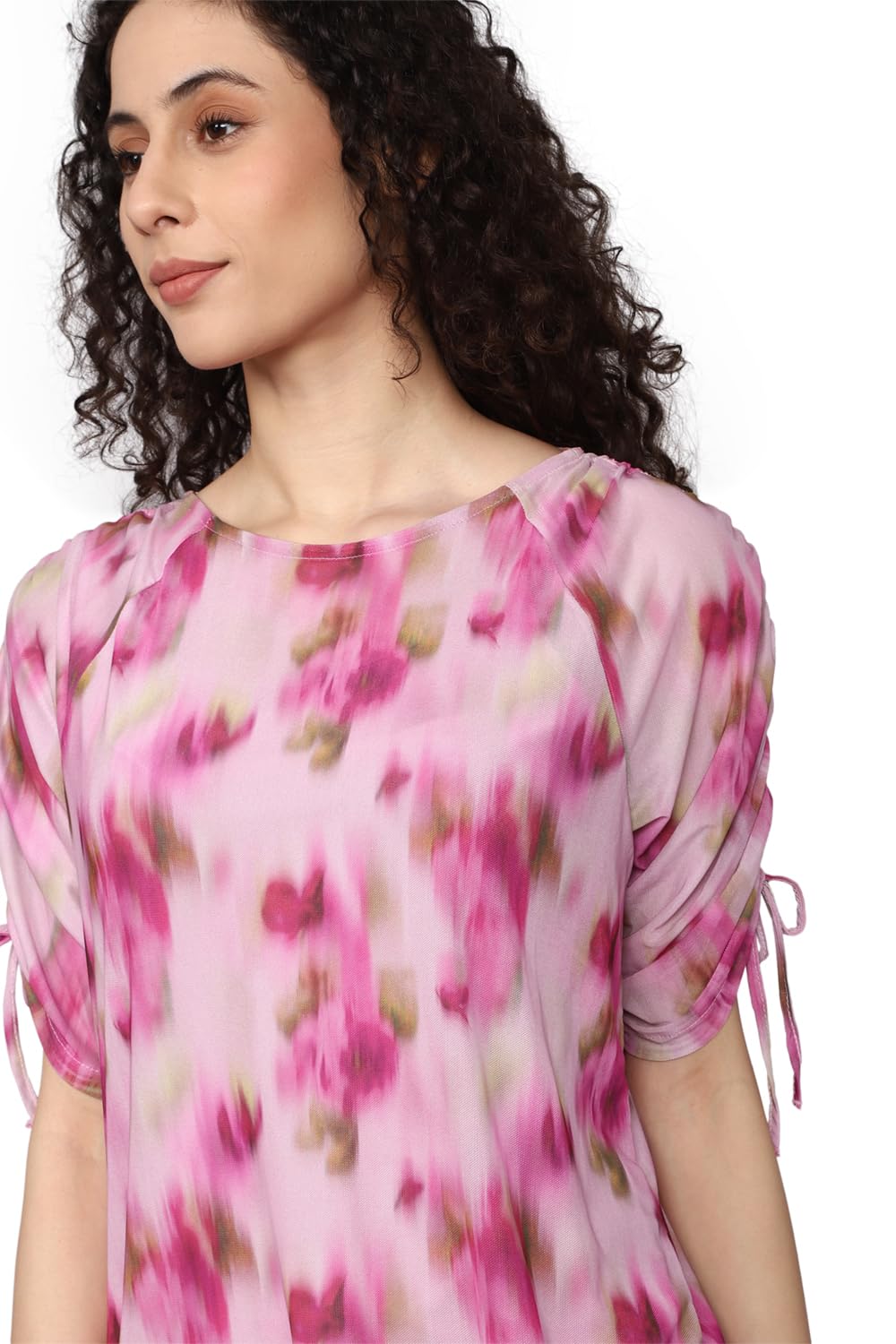 Allen Solly Women's Pink Printed Half Sleeve Casual Shirt