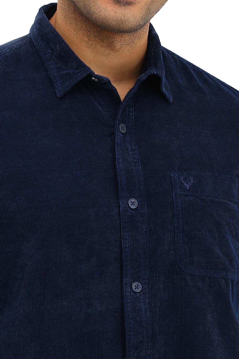 Allen Solly Men Navy Custom Fit Solid Full Sleeves Casual Shirts