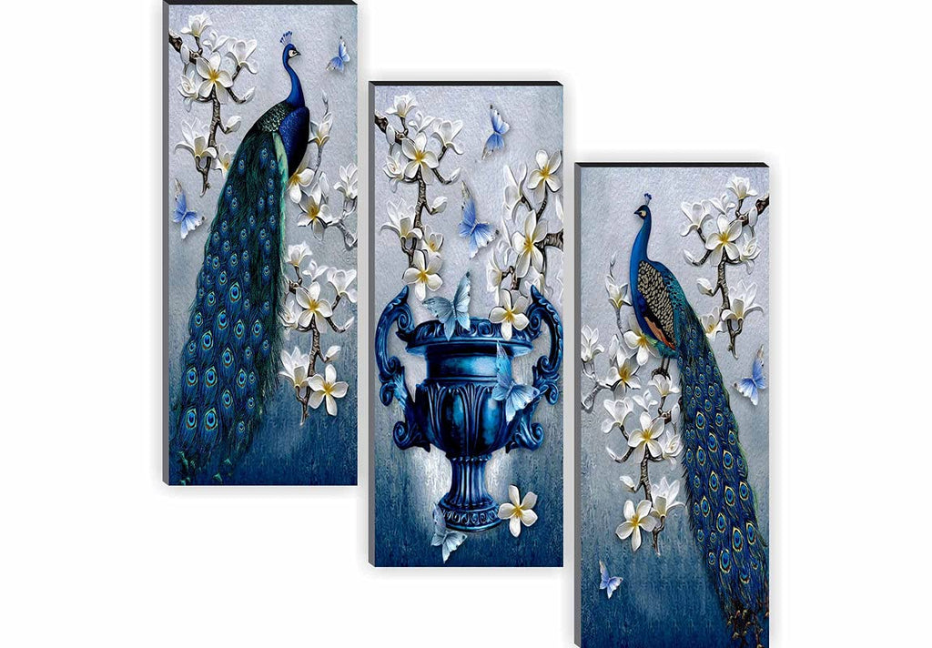 SAF paintings 6 MM MDF Peacock Designer Self Hanging Adhesive Digital Reprint 15 inch x 18 inch Painting SANFJ94-Multicolour