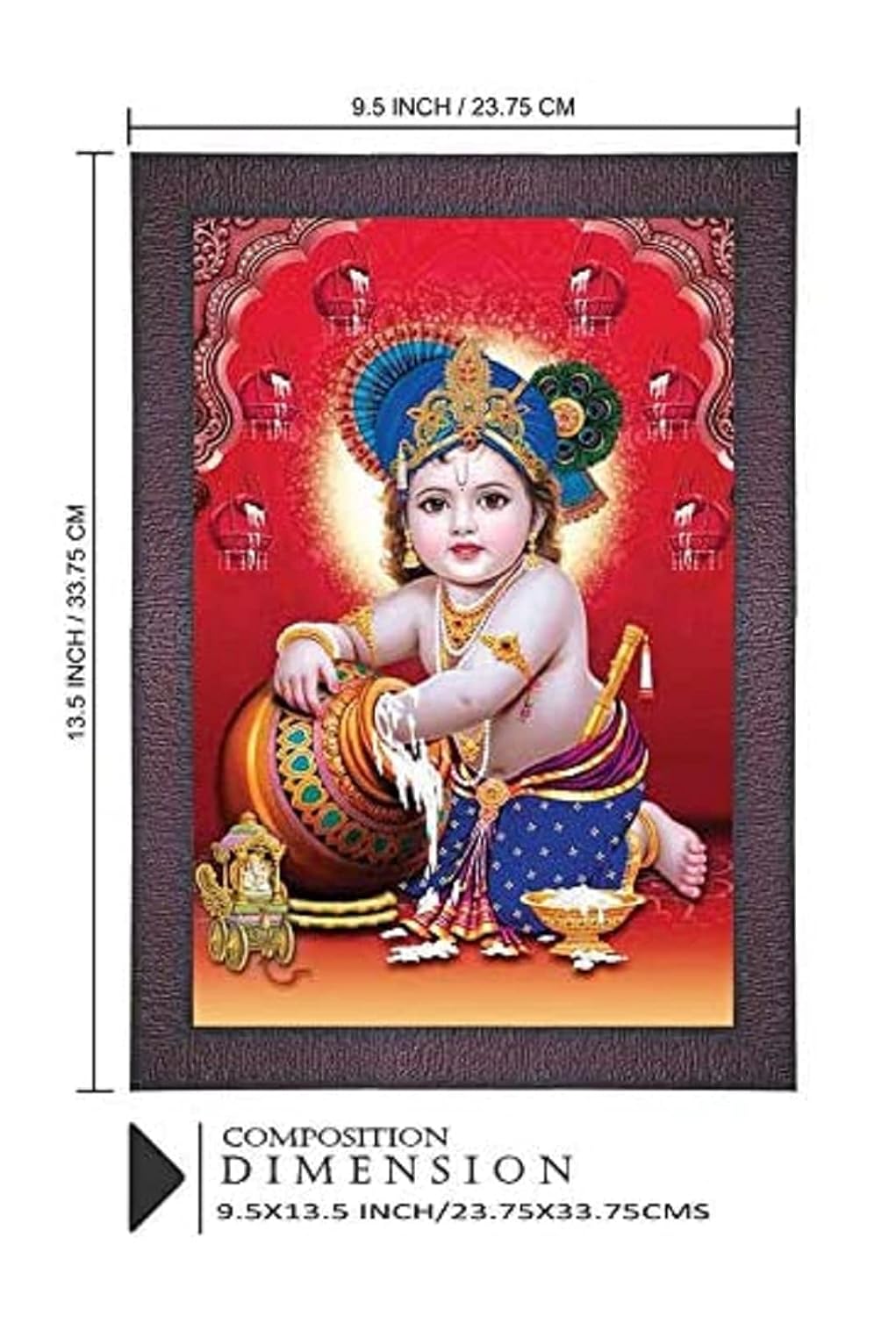 SAF paintings UV Textured 'Krishna ji' (Kanha) Digital Reprint Painting (9.5 inches X 13.5 inches) SANFR751
