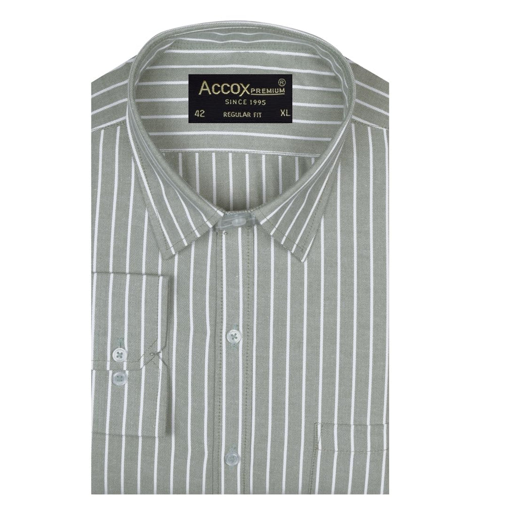 ACCOX Men's Breathable Cotton Full Long Sleeves Striped Regular Fit Formal Shirt for Men (O_GCR383)