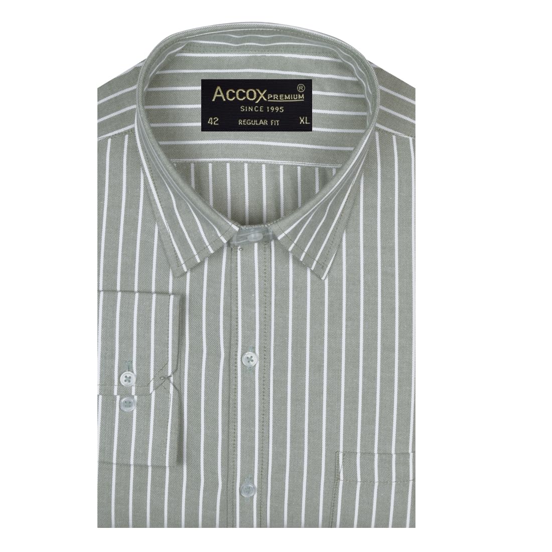 ACCOX Men's Breathable Cotton Full Long Sleeves Striped Regular Fit Formal Shirt for Men (O_GCR383)