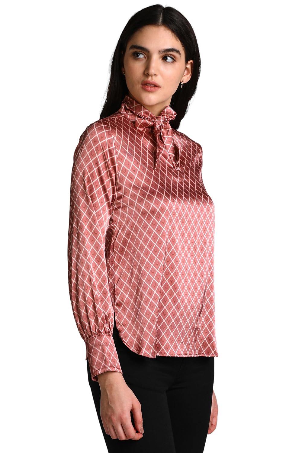 Allen Solly Women's Pink Printed Long Sleeve Casual Shirt