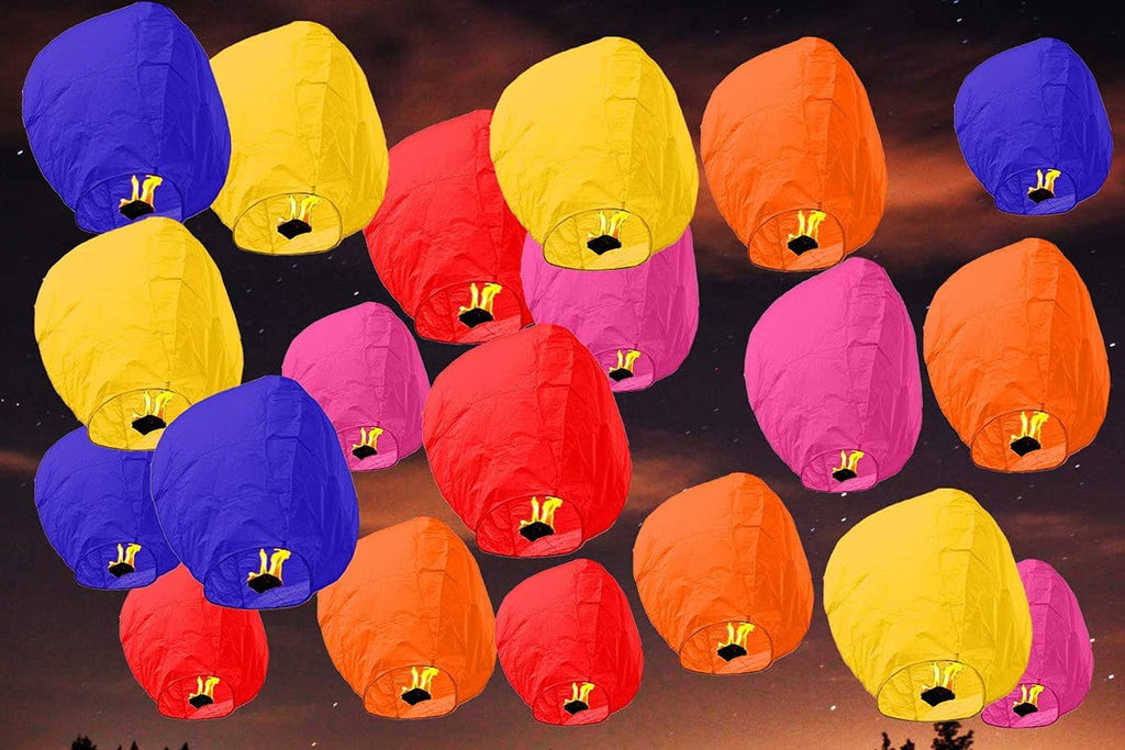 STYLISTY IND Make A Wish Hot Air Balloon Paper Multi Colors Sky Lantern Hot Air Balloon or Wishing Lanterns for Diwali Christmas, Birthday, Events,(Pack of 3)(RN067)