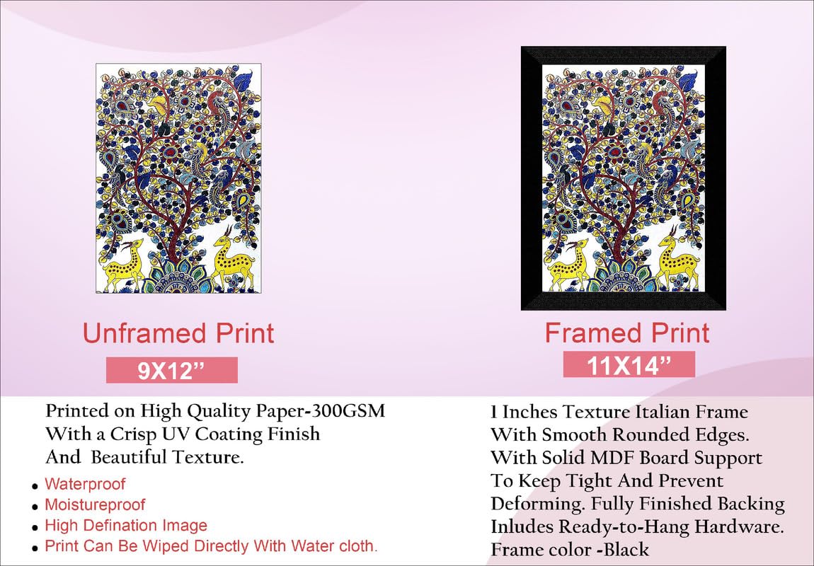 SAF paintings Madhubani Traditional Black frame painting for Wall Decoration SA-SANFK33301