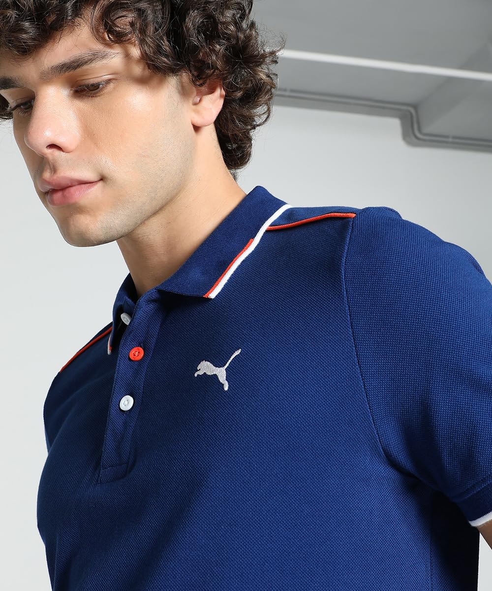 Puma Mens Slim Cotton Contrast Tipping Polo