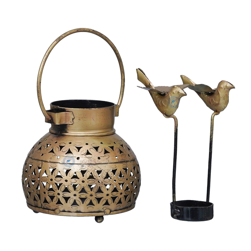 Craftasia Bird Lantern with Bells and Wall Stand, Lantern with T-Light and Diya Holder for Home and Garden Decor…