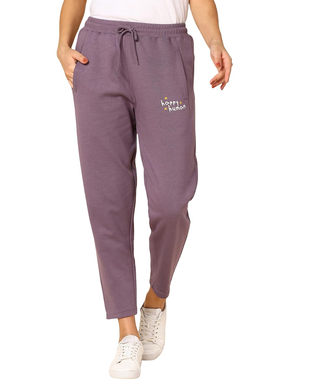 Alan Jones Clothing Women's Solid Comfort Fit Cotton Joggers Track Pant