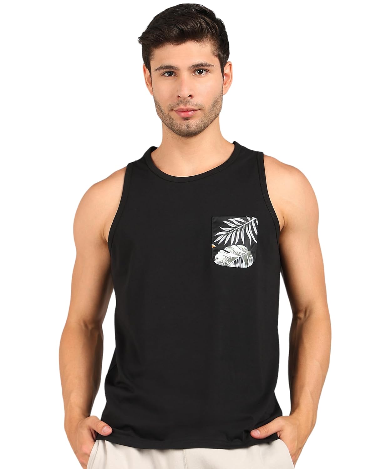 Alan Jones Clothing Men's Solid Cotton Sleeveless Regular Fit T-Shirt-1