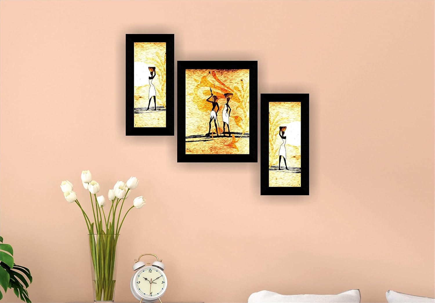 SAF paintings Set of 3 modern art UV textured Wall Painting with Frame for Home decoration 13.5 inch x 22.5 inch SANFS32575