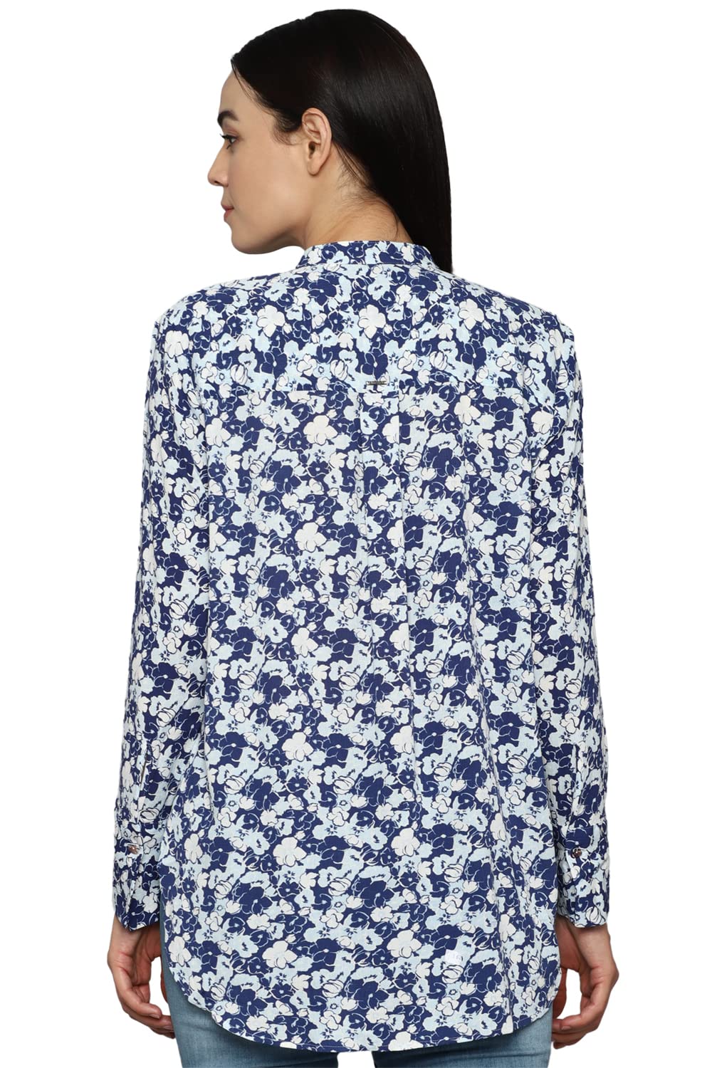 Allen Solly Women's Navy Printed Long Sleeve Casual Shirt