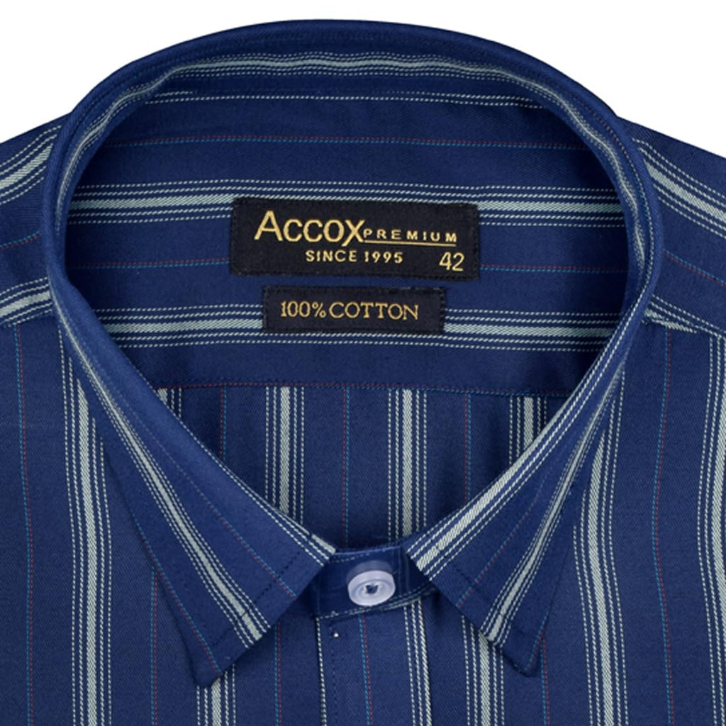 Accox Men's Cotton Striped Formal Shirt (B0C8JB823H)