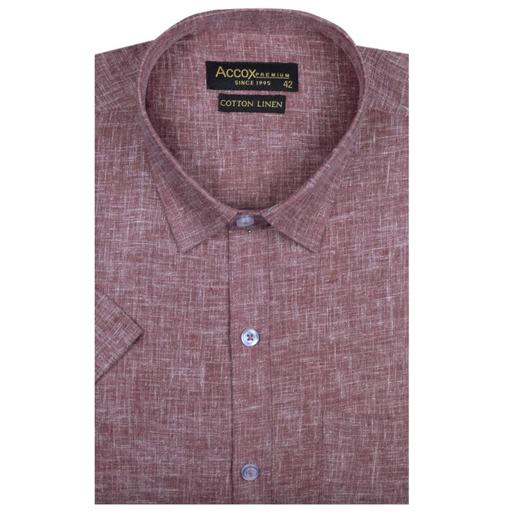 ACCOX Men's Half Sleeves Formal Regular Fit Cotton Linen Shirt(GC312)