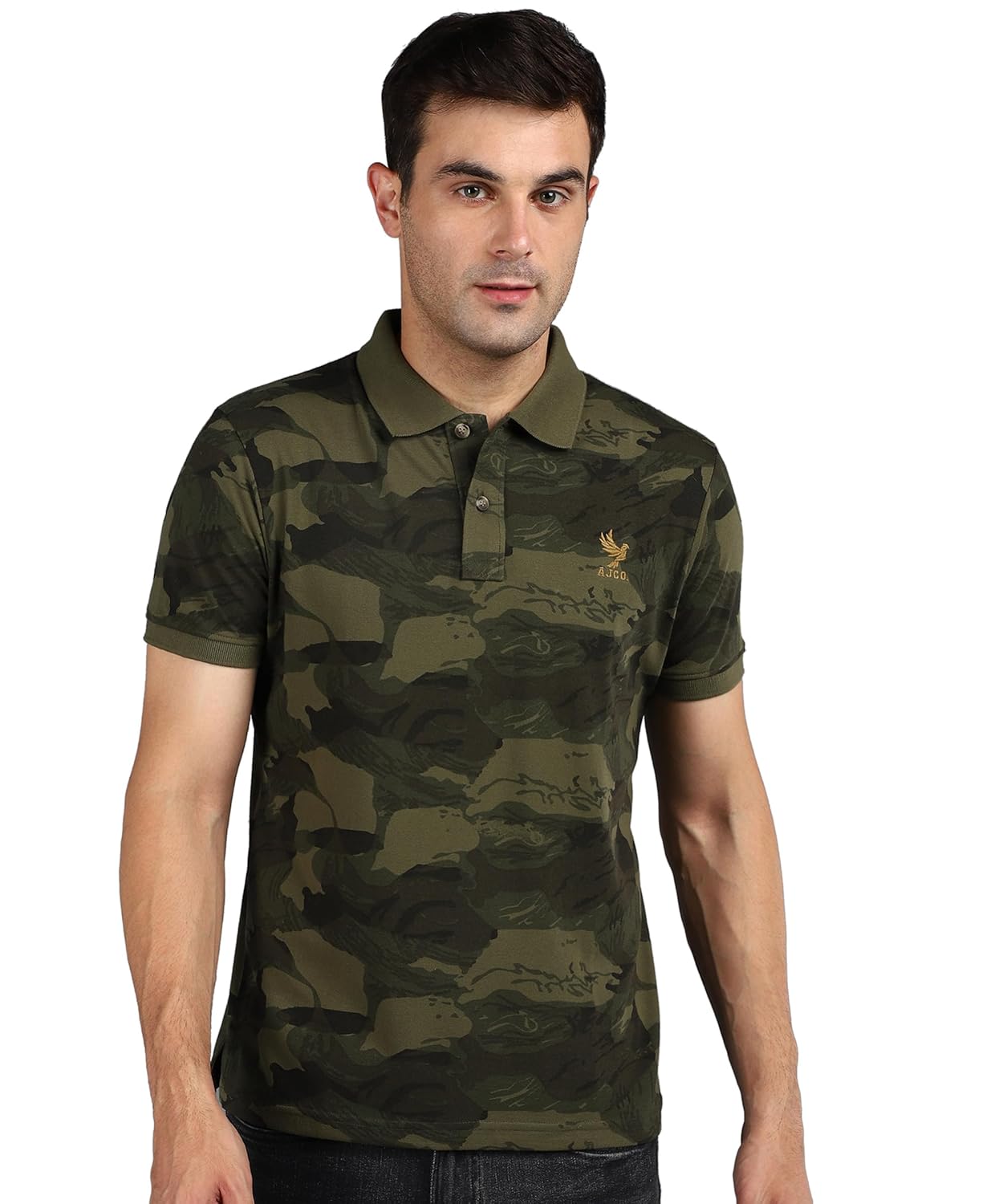 Alan Jones Clothing Men's Slim Fit Printed Collar Neck Polo T-Shirt-1