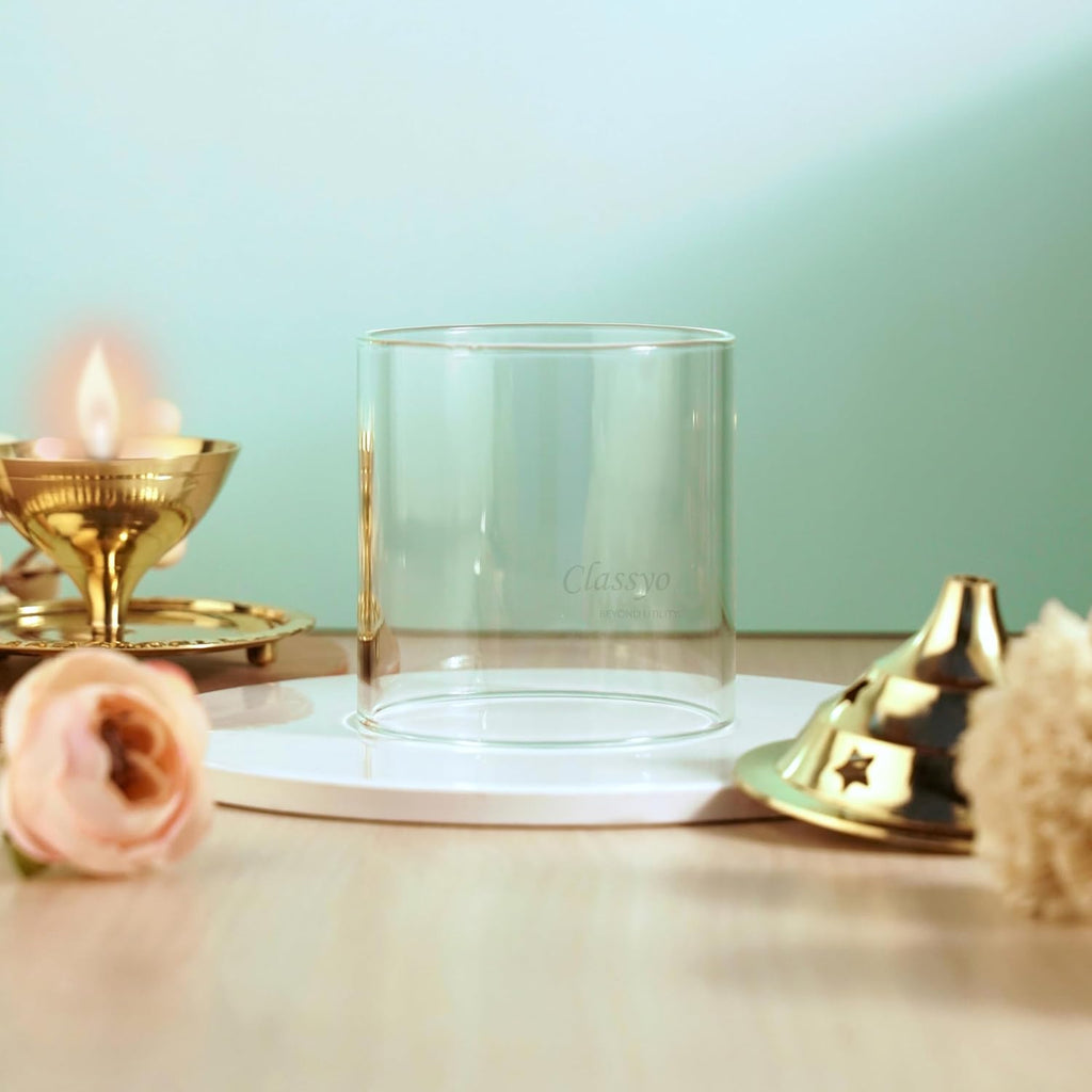 Classyo Diya Cover Only Without Diya, Borosilicate Glass Cover for Diya- Diya Glass Cover Only- Diya with Glass Cover (2.5 in x 3 in, Small Size)