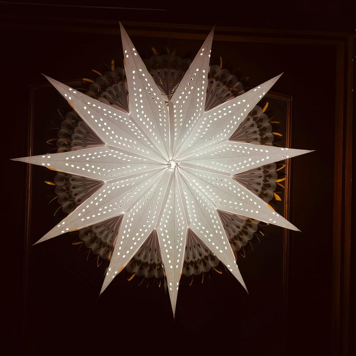 ALILA Big Hanging Star Lantern Lamp Shade Kandil Jhumar for Home Diwali Christmas Xmas Decor Living Room Balcony Decoration