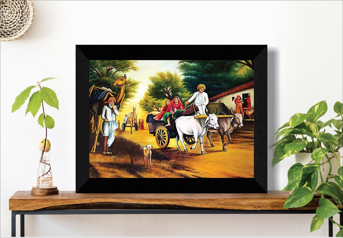 SAF paintings Village Art Black frame painting for Wall Decoration,Home and Office OL-SANFK33334