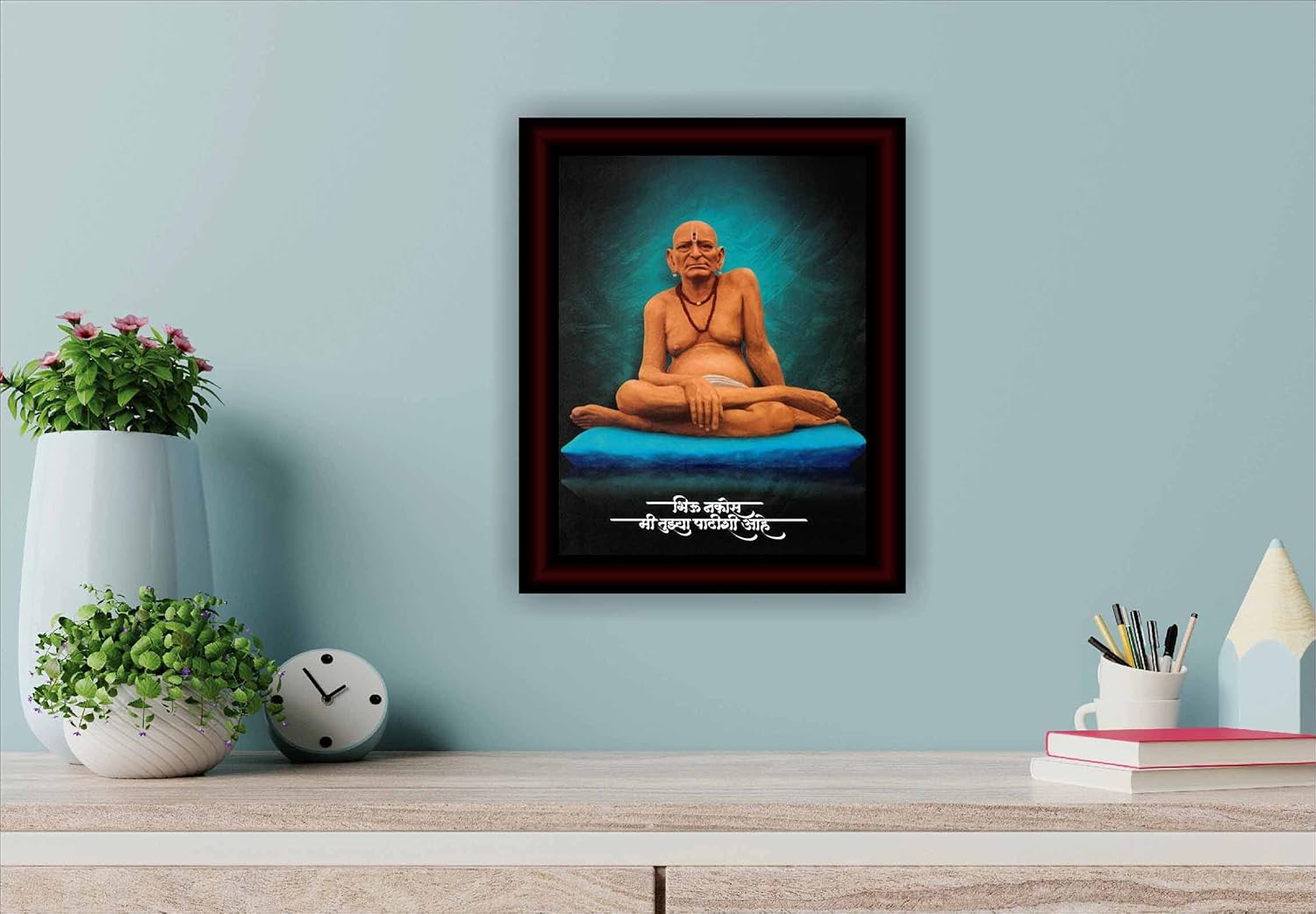 SAF paintings Shri Swami Samarth Ji Sparkle Coated Digital Reprint Painting (13.25 inch x 9.25 inch) SANFR6863