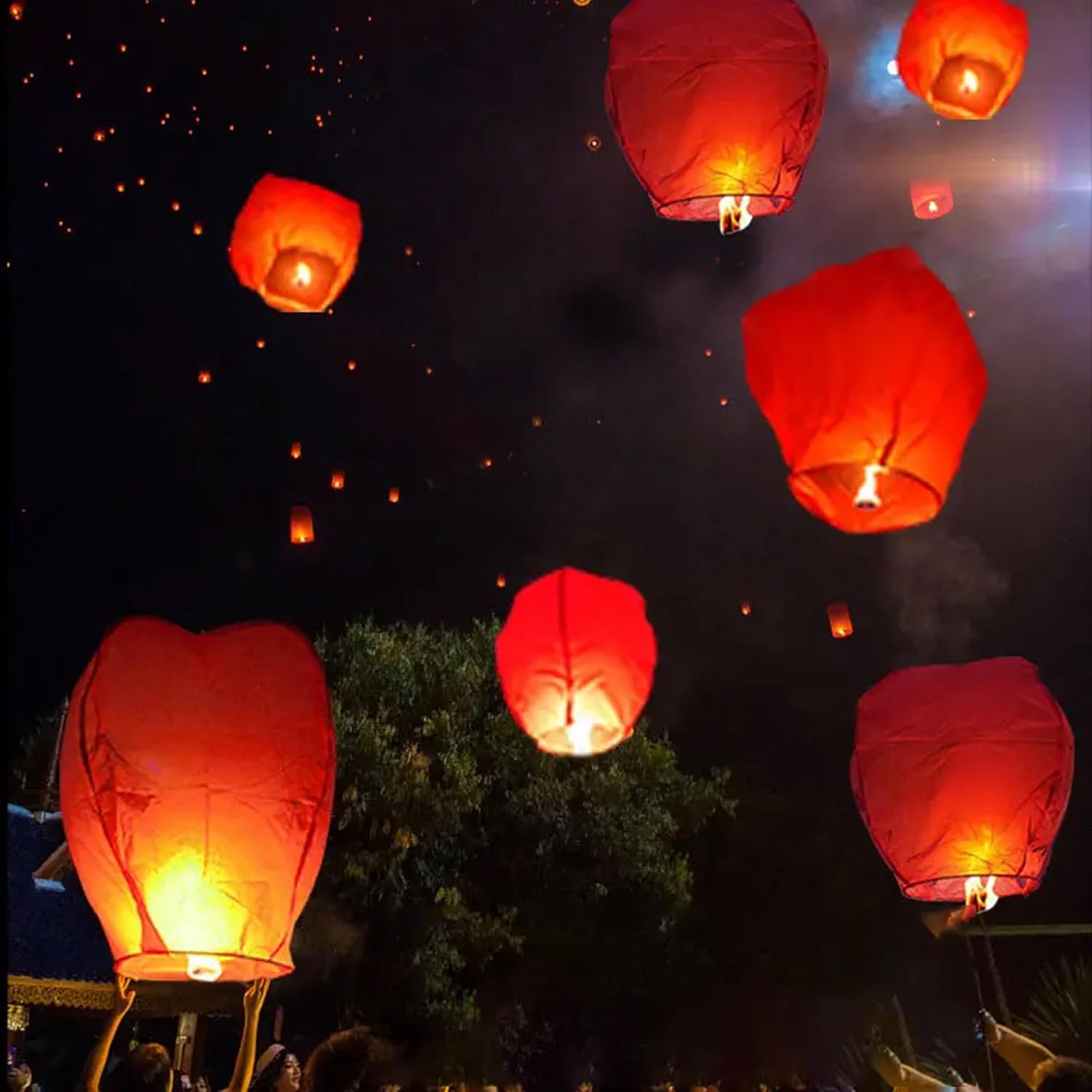 COTTONTEE Sky Lantern Assorted Colour Hot Air Balloon for Diwali/Marriage/Christmas/All Festival with Fuel Wax Candle for Birthday New Year (Pack of 10)