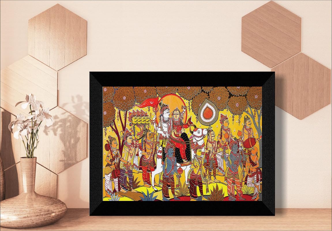 SAF paintings Lord Shiva Barat Black frame painting for Wall SA-SANFK33417