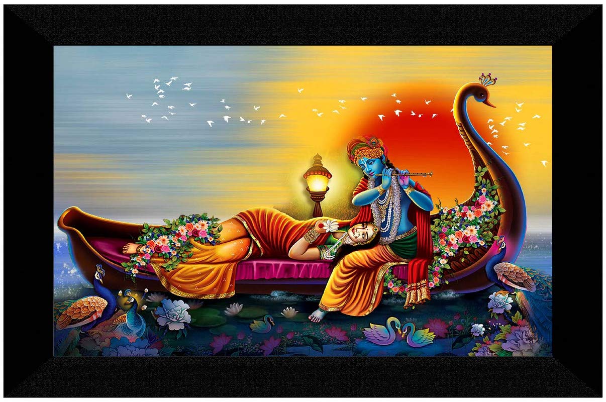 SAF paintings Romance Radhe Krishna Painting UV Textured Home Decorative Gift Item with Synthetic Frame