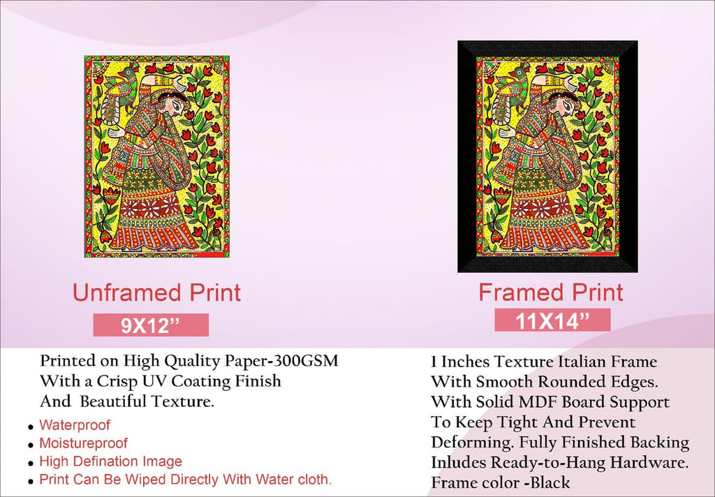 SAF Wood Paintings Madhubani Traditional Black Frame Painting For Wall Decoration,Home And Office Ol-Sanfk33251