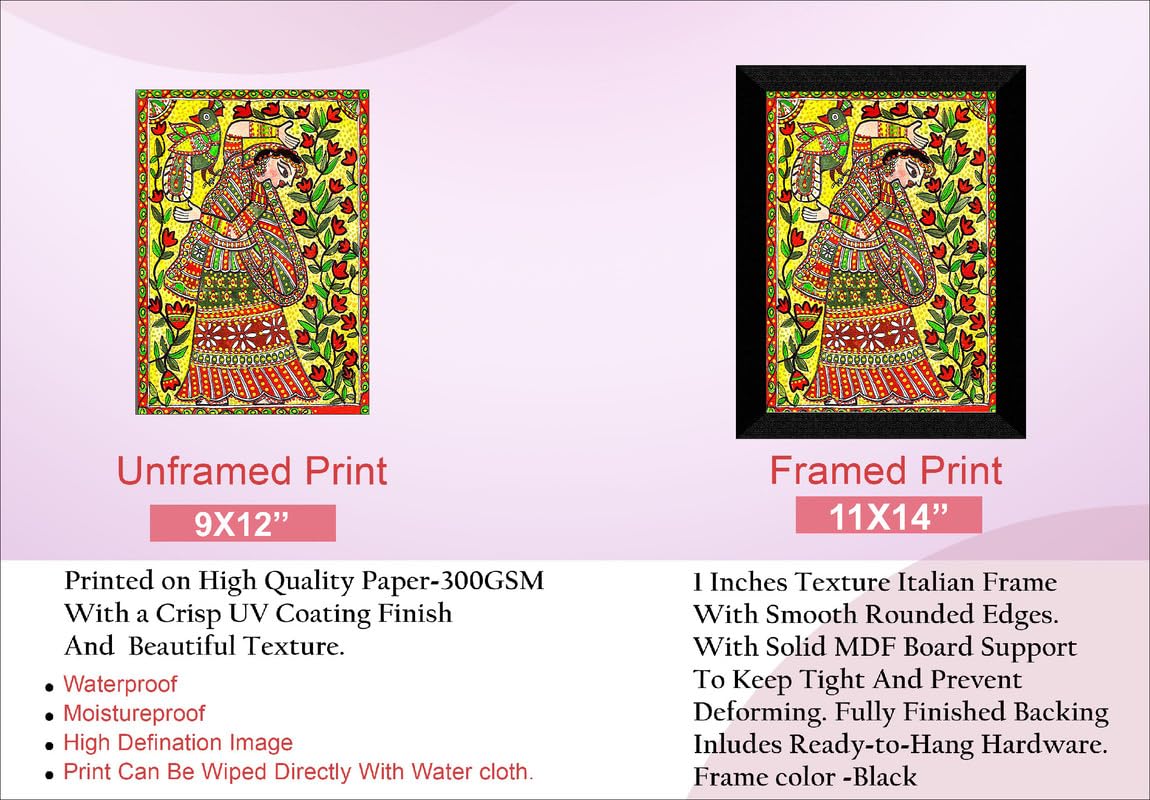 SAF Wood Paintings Madhubani Traditional Black Frame Painting For Wall Decoration,Home And Office Ol-Sanfk33251