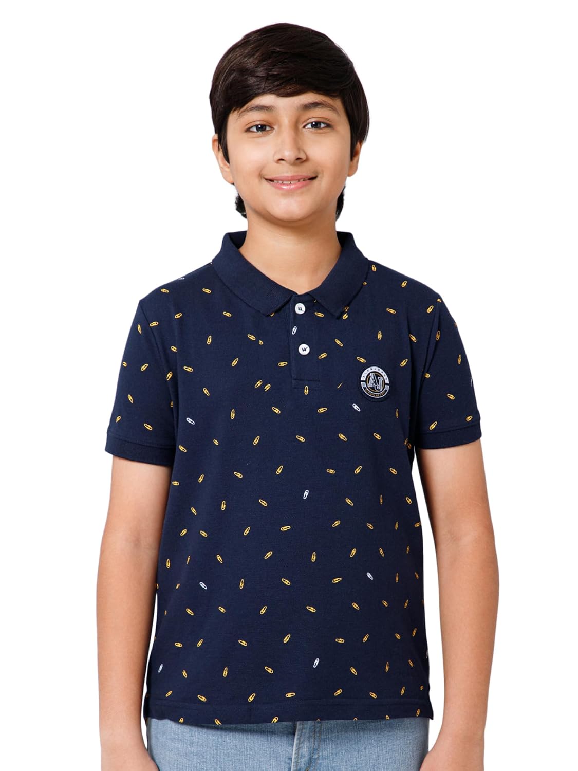 Alan Jones Clothing Boy's Printed Regular Polo Regular Fit T-Shirt-1