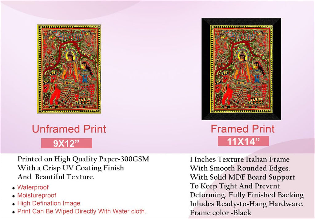 SAF paintings Madhubani Art Black frame painting for Wall Decoration SA-SANFK33268