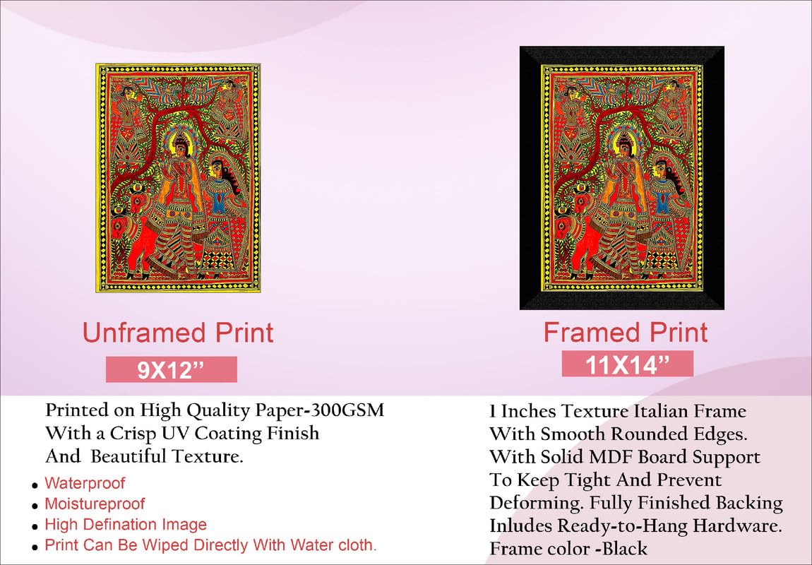 SAF paintings Madhubani Art Black frame painting for Wall Decoration SA-SANFK33268