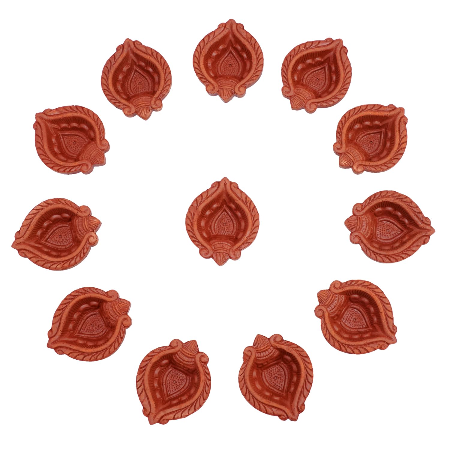 TIED RIBBONS Pack of 12 Clay Diwali Diya Set - Teracotta Diwali Diya Set Earthen Oil Ghee Diyas for Diwali - Diwali Decoration Items for Home Decor (Set of 12)